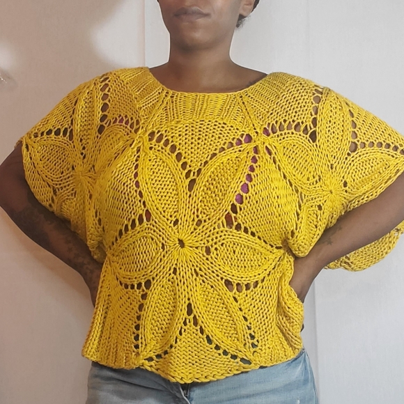 Lumiere Yellow Floral Knit Sweater - Picture 7 of 8
